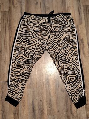 Sofia Intimates Zebra-Print Jogger Pants - Beige & Black